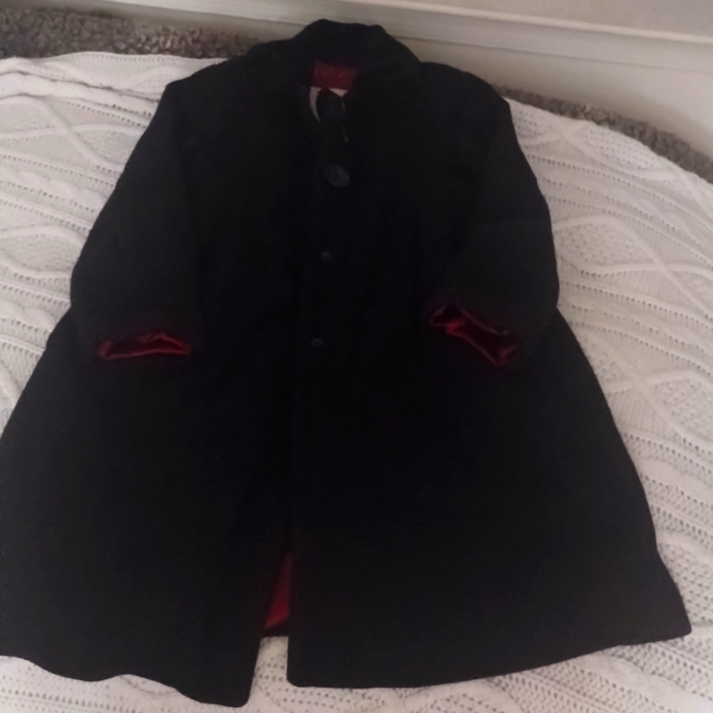 Girls black wool dress coat with velvet collar